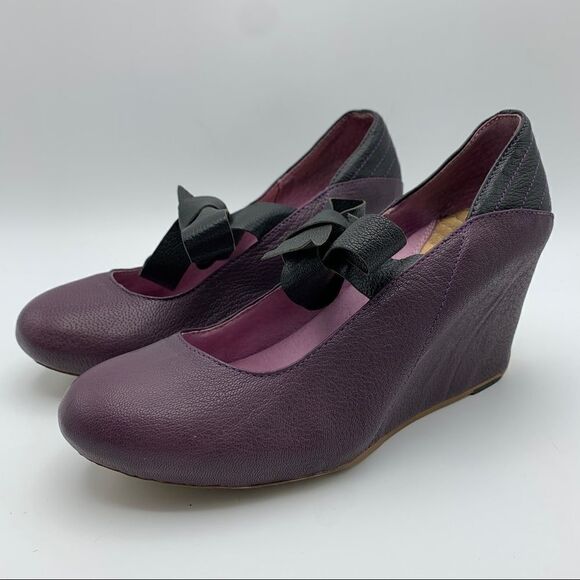 J Shoes Betty‎ Purple Funky Wedge w/Bow Sz 7 - Picture 10 of 13
